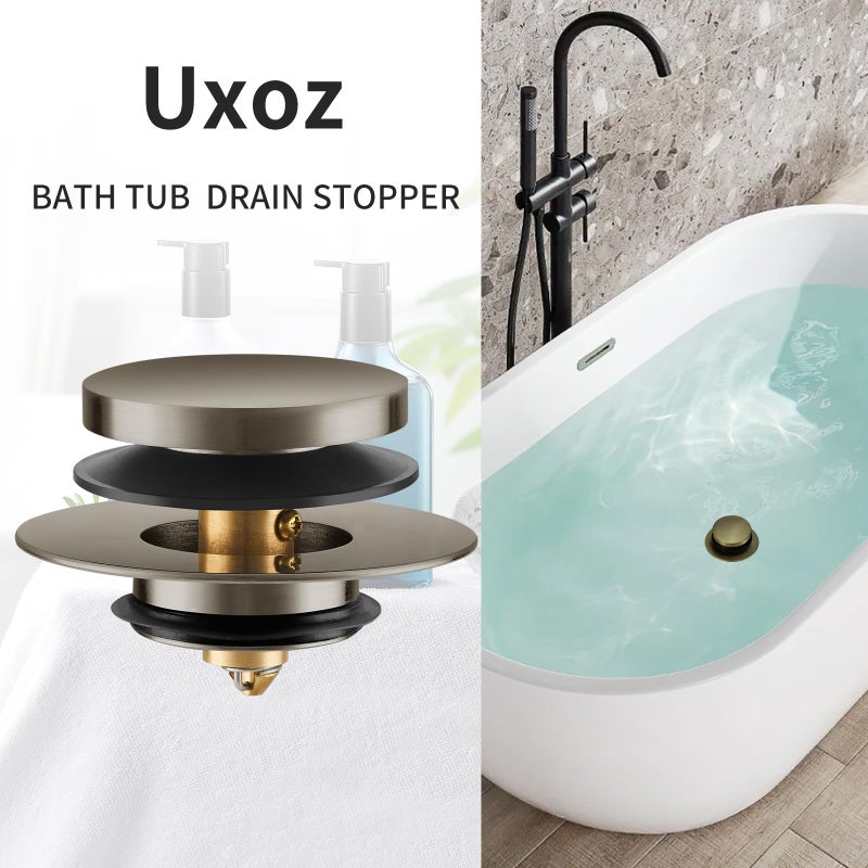 Uxoz Bathtub Drain Stopper  Uxoz Universal Tub Stopper for Replacing Tip Toe/Trip Lever/Lift&Turn Tub Drain  Bath Tub Drain Stoppers Desiged for 1.5"" to1.72 Drain Hole with 3 O-Rings  Brushed Nickel - Image 2